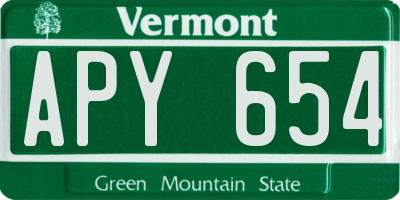 VT license plate APY654