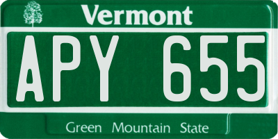 VT license plate APY655