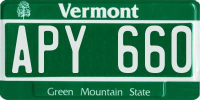 VT license plate APY660