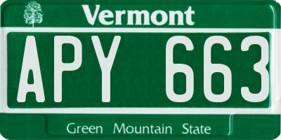 VT license plate APY663