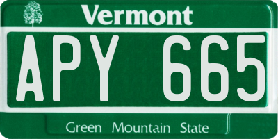 VT license plate APY665
