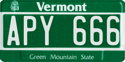 VT license plate APY666