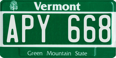 VT license plate APY668