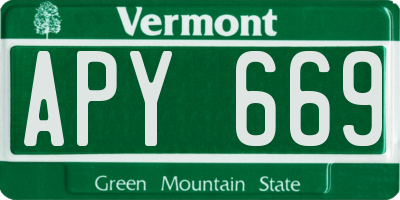 VT license plate APY669