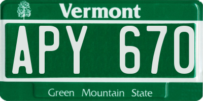 VT license plate APY670