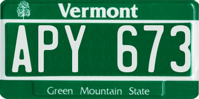 VT license plate APY673