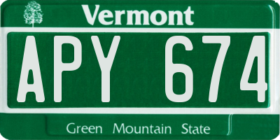 VT license plate APY674
