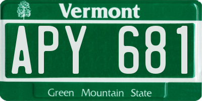VT license plate APY681