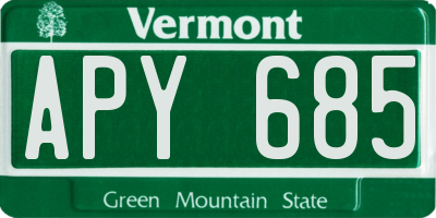 VT license plate APY685