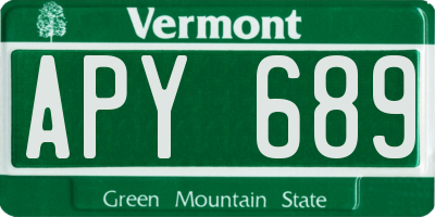 VT license plate APY689