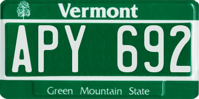 VT license plate APY692