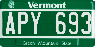 VT license plate APY693