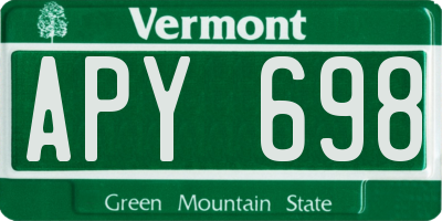 VT license plate APY698