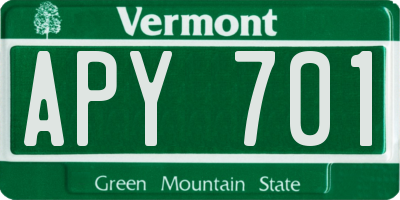 VT license plate APY701
