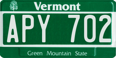 VT license plate APY702