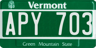VT license plate APY703