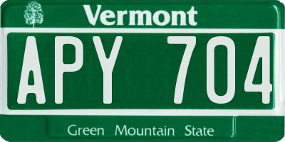 VT license plate APY704