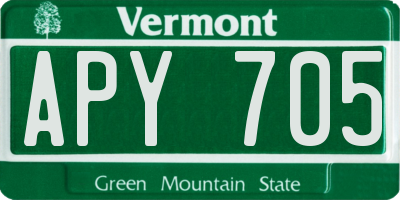 VT license plate APY705
