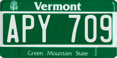 VT license plate APY709