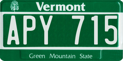 VT license plate APY715