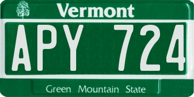 VT license plate APY724