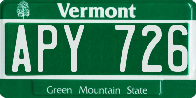 VT license plate APY726
