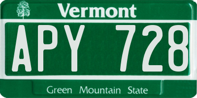 VT license plate APY728