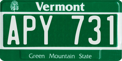 VT license plate APY731