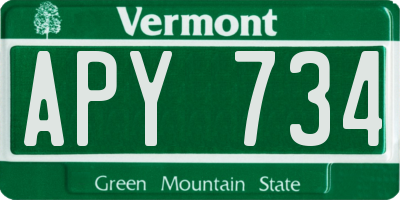 VT license plate APY734