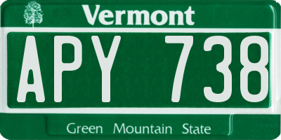 VT license plate APY738