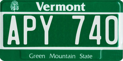 VT license plate APY740