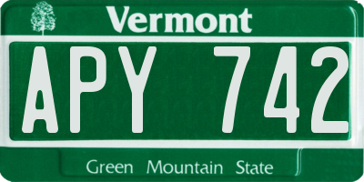 VT license plate APY742