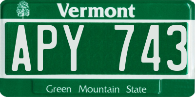 VT license plate APY743