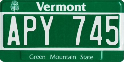 VT license plate APY745