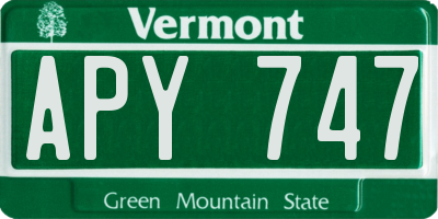 VT license plate APY747