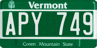 VT license plate APY749
