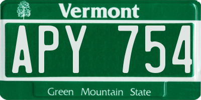 VT license plate APY754