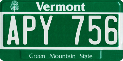 VT license plate APY756