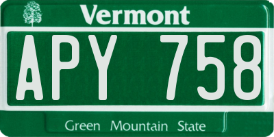 VT license plate APY758