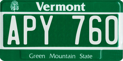VT license plate APY760