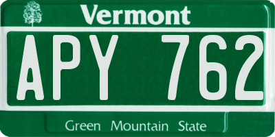 VT license plate APY762