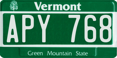 VT license plate APY768