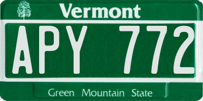 VT license plate APY772