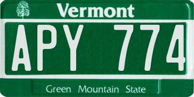 VT license plate APY774