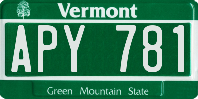 VT license plate APY781