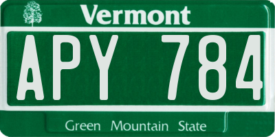VT license plate APY784