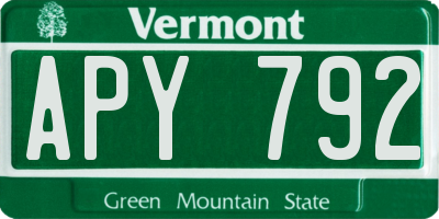 VT license plate APY792