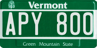 VT license plate APY800