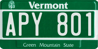 VT license plate APY801