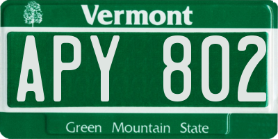 VT license plate APY802